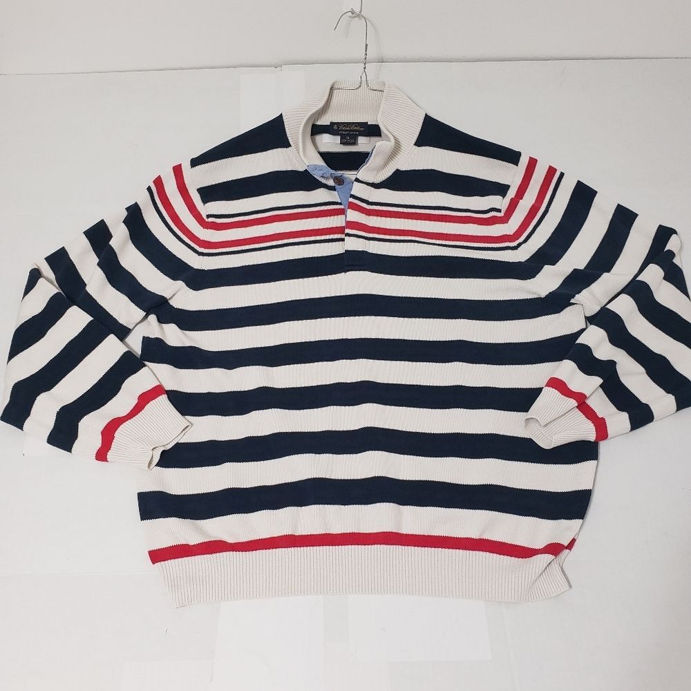 Brooks Brothers pullover supima cotton mock neck button up sweater Men's xl rwb